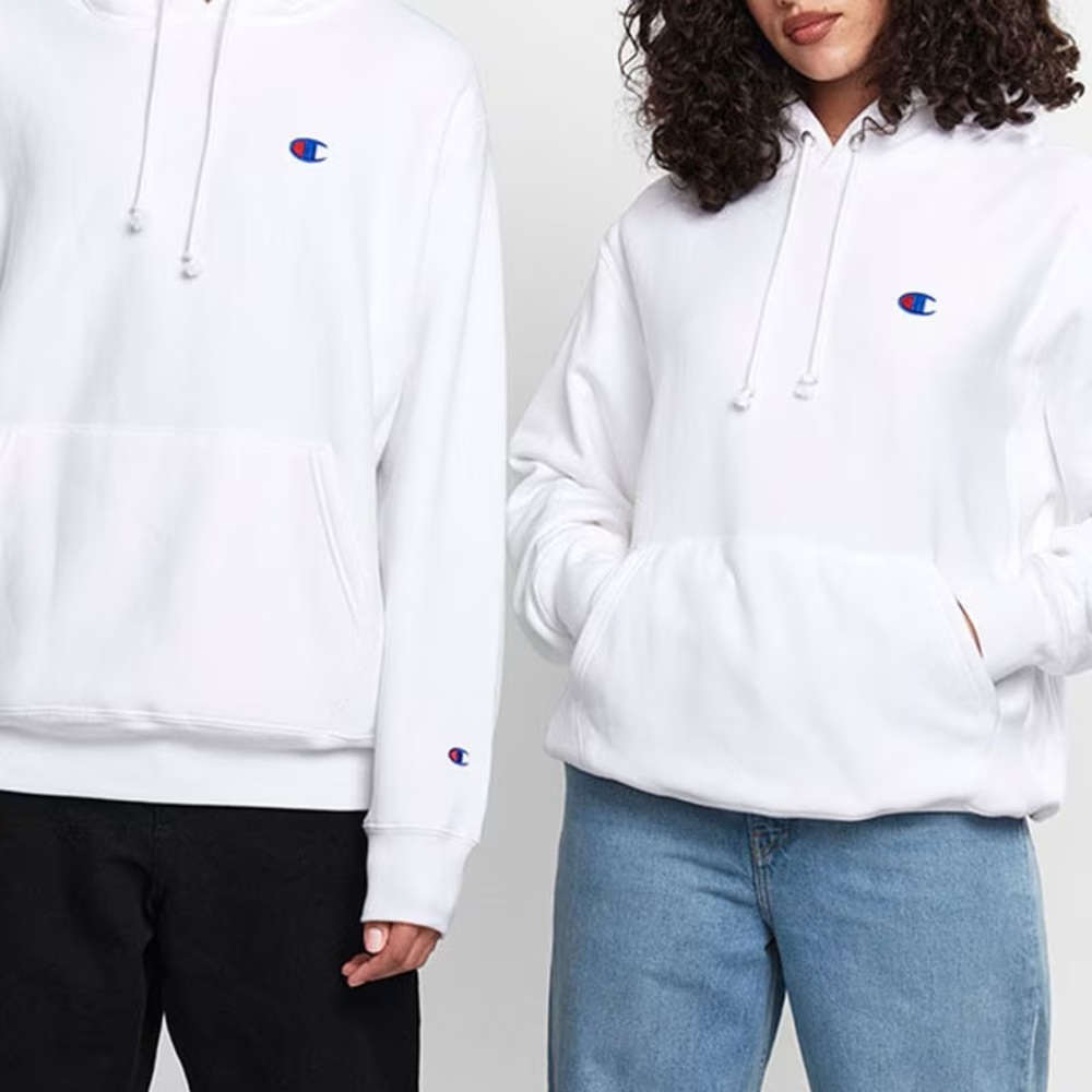 Reverse Weave White Champion Hoodie (Medium)